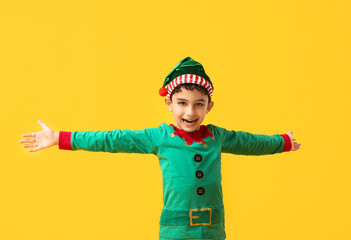 Sticker - Happy little elf on yellow background