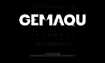 Leinwandbilder - Gemaqu creative modern urban alphabet font. Digital abstract moslem, futuristic, fashion, sport, minimal technology typography. Simple numeric vector illustration