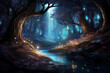 Dreamscape illuminated by bioluminescent wonders, soft glows, luminous hues, and mysterious light sources, ethereal scene where nature's glow captures the imagination in a magical, nocturnal realm