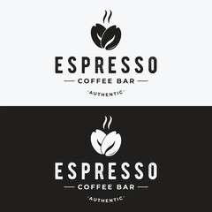 Wall Mural - Logo design of coffee beans with vintage retro cup.Logo for business, coffee shop, cafe, badge.