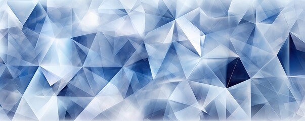 Poster - geometric abstract triangles ,Blue, white,