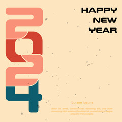 2024 happy new year design , for card, banner , background, greeting card, calendar, etc. vintage color 