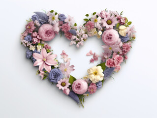 Wall Mural - Spring flower in heart shape on white background