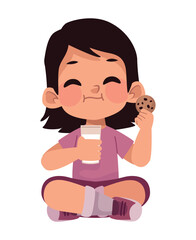 Poster - girl with cookie and milk nutrition