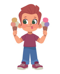 Canvas Print - boy eating ice cream nutrition