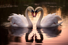 Two White Swans Couple, Love