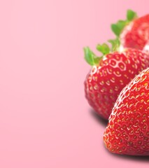 Canvas Print - Set of fresh ripe sweet strawberries on color background