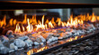 © tashechka - Close up of a modern fire in a fireplace