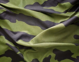 Camouflage texture in a military style on silk fabric. Hight realistics silk. AI Generated.