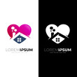 Building logo and love care design combination, simple design, healthy home