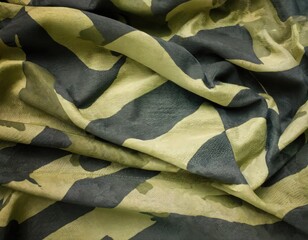 Camouflage texture in a military style on silk fabric. Hight realistics silk. AI Generated.