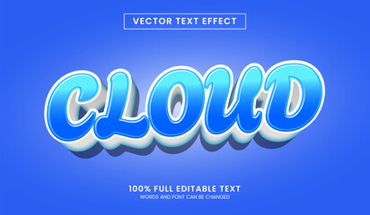 Wall Mural - Design editable text effect, Cloud 3d cartoon vector illustration