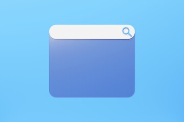 Fototapete - 3d illustration search bar for ui. Layout design for apps and website. Search address icon and cursor on  blue  background