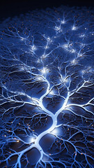 Poster - vertical background tree innovation, computer chip concept nature artificial intelligence, eco panorama narrow high