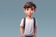 front view of an animated boy standing wearing tshirt character design