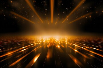 Wall Mural - Shining Gold Stars Background with Light Rays, Abstract light background with bokeh
