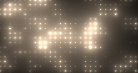 Poster - Abstract loop glowing yellow orange disco wall with bright light bulbs abstract background