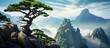 In the vast mountain ranges of China a breathtaking landscape unfolds adorned with an emerald carpet of lush green forests The magnificent silhouette of ancient trees stands tall epitomizing