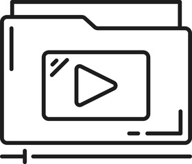 Poster - Content. CDN. Content delivery network icon, web media technology, blog or internal portal file upload and update service, CDN thin line vector symbol or pictogram with computer folder and media files