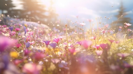 Wall Mural - nature plant petal sunny tranquil illustration grass landscape, green environment, beautiful natural