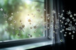 coronavirus spread in the air at home bokeh style background