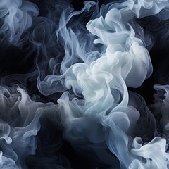 seamless pattern with texture of white light blue smoke fog mist smog on black background