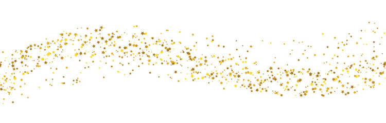 gold stars confetti. golden star dust flying on transparent background.