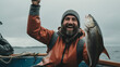 Cheers to Success: Delighted Fishermen and their Big Catch, Generative AI