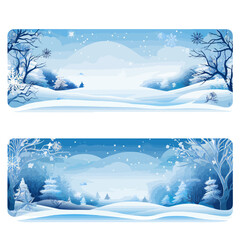 Snowy banners clip art on white background