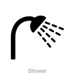 Shower and bath icon concept 