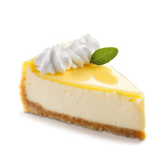 Wall Mural - Lemon cheesecake isolated on transparent or white background, png