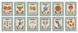 © eto100ya - A set of cards with zodiac signs. Astrological zodiac signs in vintage style. 12 horoscope signs. Flat vector illustration.