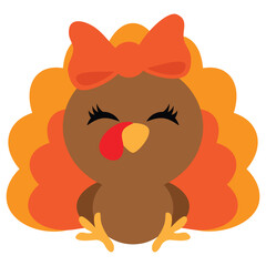 Wall Mural - Cute girly turkey vector cartoon illustration