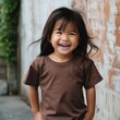 © Leli - Little asian girl wearing empty blank t-shirt for design mockup