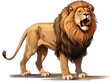 Playful Roar: Cartoon Lion with a Splendid Mane Isolated on Transparent or White Background, PNG