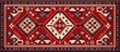 Detailed retro red rug with vintage Arabian traditional motifs Copy space image Place for adding text or design