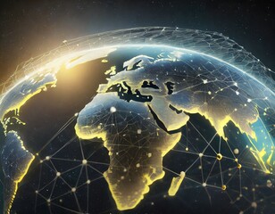 Wall Mural - global communication and internet network connect in smart city. concept of 5g wireless digital conn