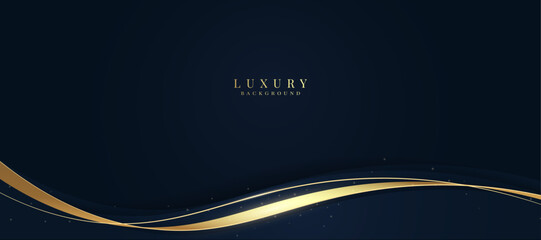 Luxurious dark blue background with sparkling gold and glitter. modern elegant abstract background