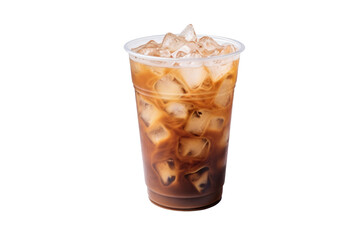 Iced coffee cup isolated on transparent background.