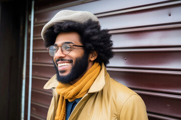 Bearded Stylish handsome Man On The Street with confident attitude in autumn