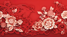 Chinese New Year Ornament Photo With Peony Flower And Traditional Pattern