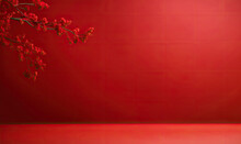 Chinese New Year Red Ornament Wallpaper With Red Flowers