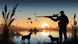 Silhouette of the Wild: Duck Hunting Scene