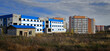 Modern apartment buildings. New residential area. Contemporary architecture. Abandoned unfinished buildings. Ust-Kamenogorsk (kazakhstan)