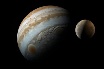 orbiting jupiter captured. solar field planet discovery system. generate ai