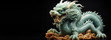 Fototapeta Konie - Black banner with raditional jade chinese dragon figurine for new 2024 year