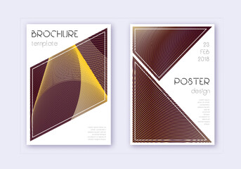 Triangle cover design template set. Gold abstract