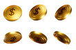 Gold Coins set PNG. Transparent background