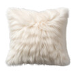 © L - Single White Faux Fur Pillow Isolated on Transparent or White Background, PNG
