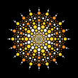 Colorful symmetrical dot mandala, graphic art illustration